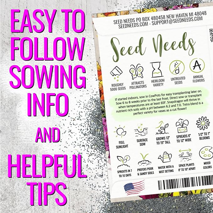 Seed Needs Fairy Bouquet Baby Snapdragon Seeds to Plant Flowers 2 Packs