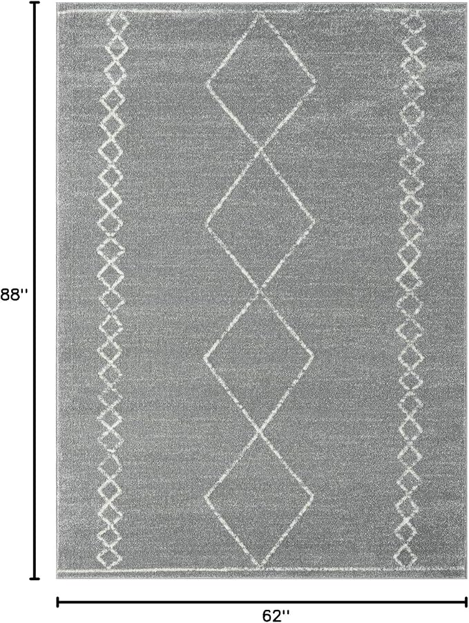 LUXE WEAVERS Daphnes Grey 5x7 Boho Moroccan Geometric Area Rug 2735