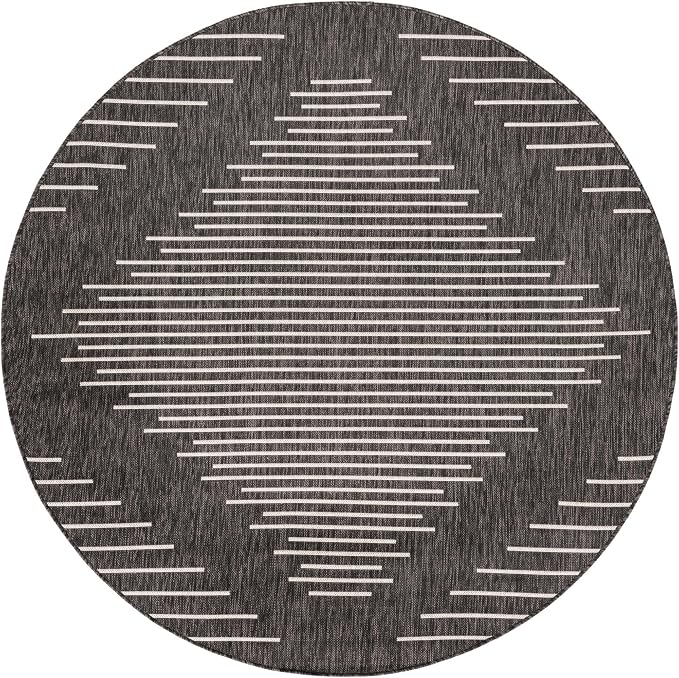 Unique Loom Outdoor Modern Collection Area Rug - Tambor (6' 1" Round, Charcoal Gray/ Ivory)