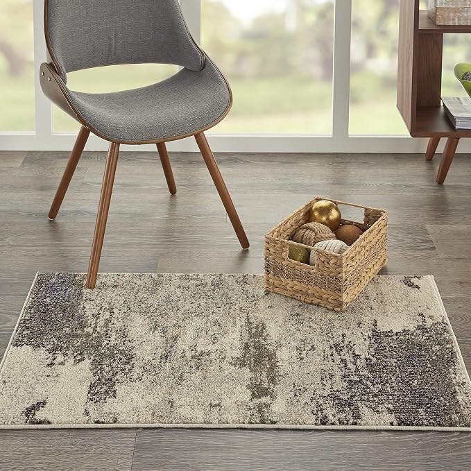 Nourison Home Celestial Ivory Grey 2'2" x 3'9" Area Rug - Easy Clean, Non Shedding, Bed Room, Living Room, Dining Room, Kitchen (2' x 4')