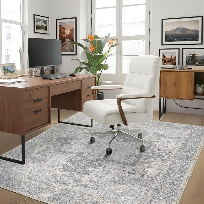 Sacred Artisans Vintage 5x7 Area Rug for Living Room, Dining Room and Office | Washable, Non Slip, Pet Friendly and Low Pile (Sierra, 5' x 7')