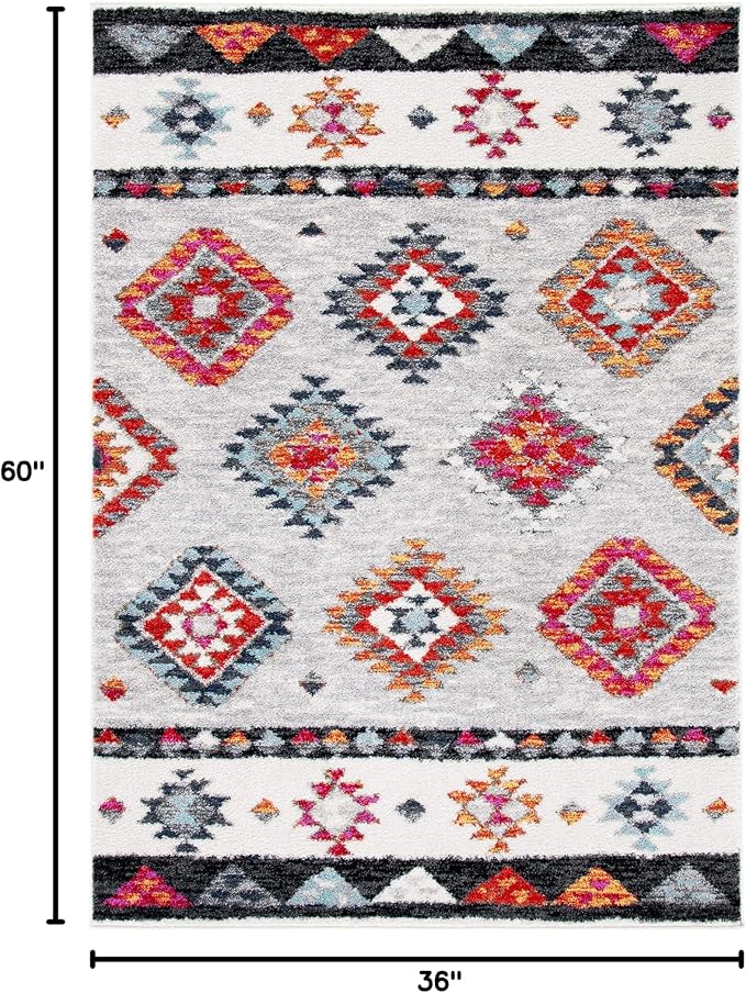 SAFAVIEH Adirondack Collection Accent Rug - 3' x 5', Grey & Red, Boho Tribal Design, Non-Shedding & Easy Care, Ideal for High Traffic Areas in Entryway, Living Room, Bedroom (ADR245F)