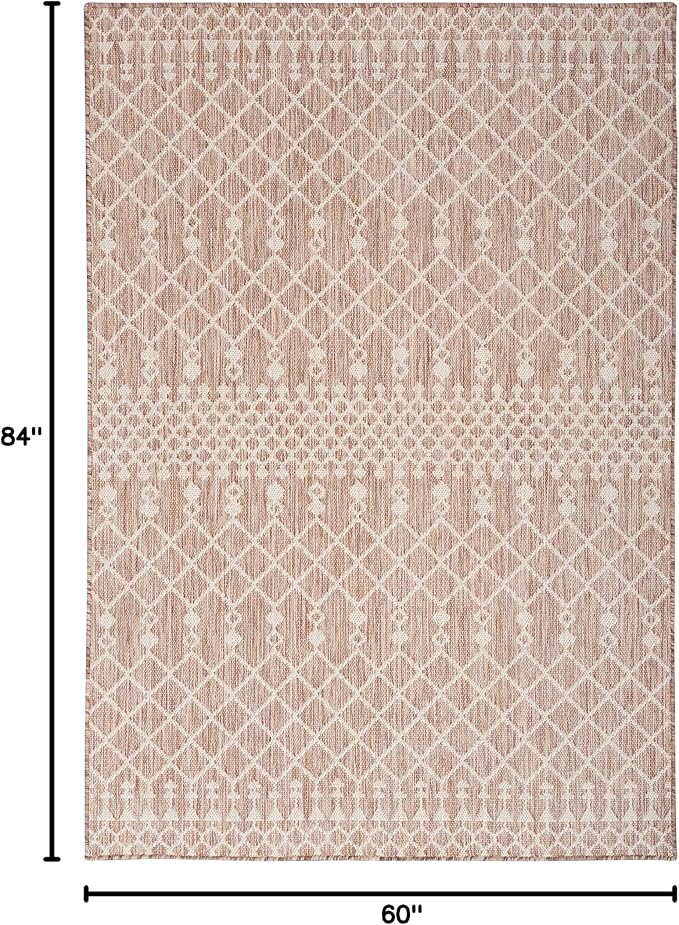 Nourison Home Positano Beige 5' x 7' Area Rug - Easy Clean, Non Shedding, Bed Room, Living Room, Dining Room, Kitchen (5' x 7')