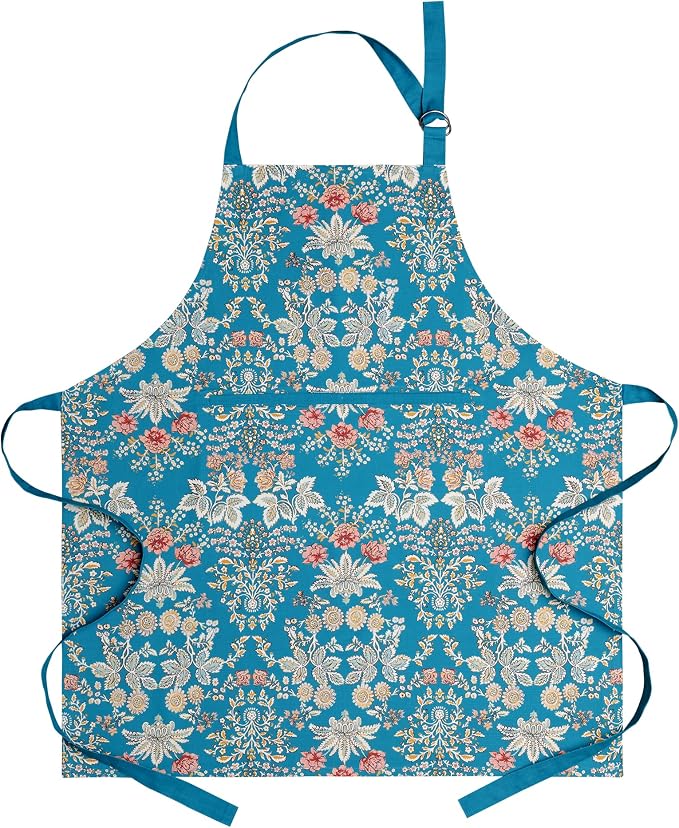 Maison d' Hermine Aprons for women with Pocket 100% Cotton (27.50"x31.50") | Adjustable Neck Strap & long ties Apron Men Chef Wedding Cooking Gardening Server Maid
