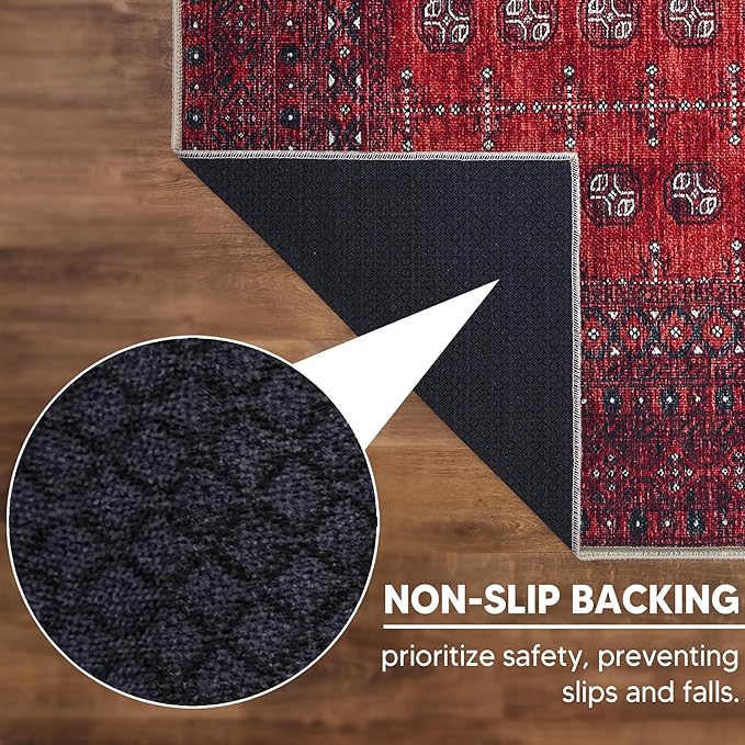 Keen Home Design Vintage Washable Entryway Rug, Non-Slip Low Pile, 2x3 | Machine Washable Cotton Chenille, 0.25In Low Pile, Rubber Non-Slip Back; Kitchen, Entryway, Bathroom, Bedside