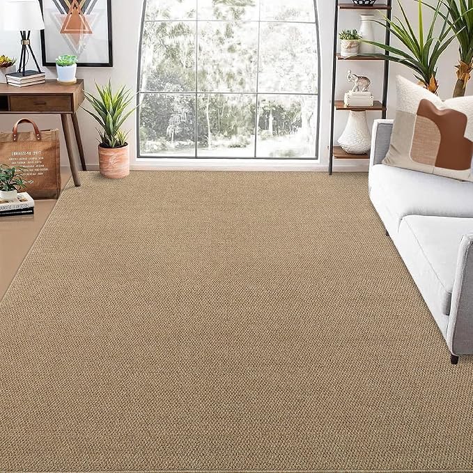 Garvee Textured 5x7 Living Room Rugs Modern Solid Color Washable Rug,Brown | Non Slip Neutral Weaving Non Shedding Contemporary Stain Resistant Low Pile Rug for Bedroom Entryway Nursery Dining Room