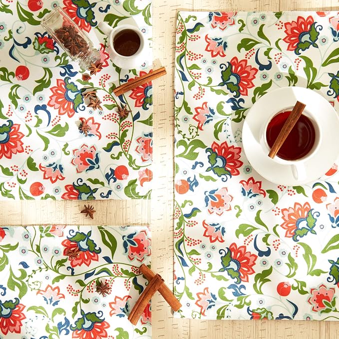 DII Garden Inspired Outdoor Tabletop Collection, Water Resistant, Placemat (Set of 6), Floral