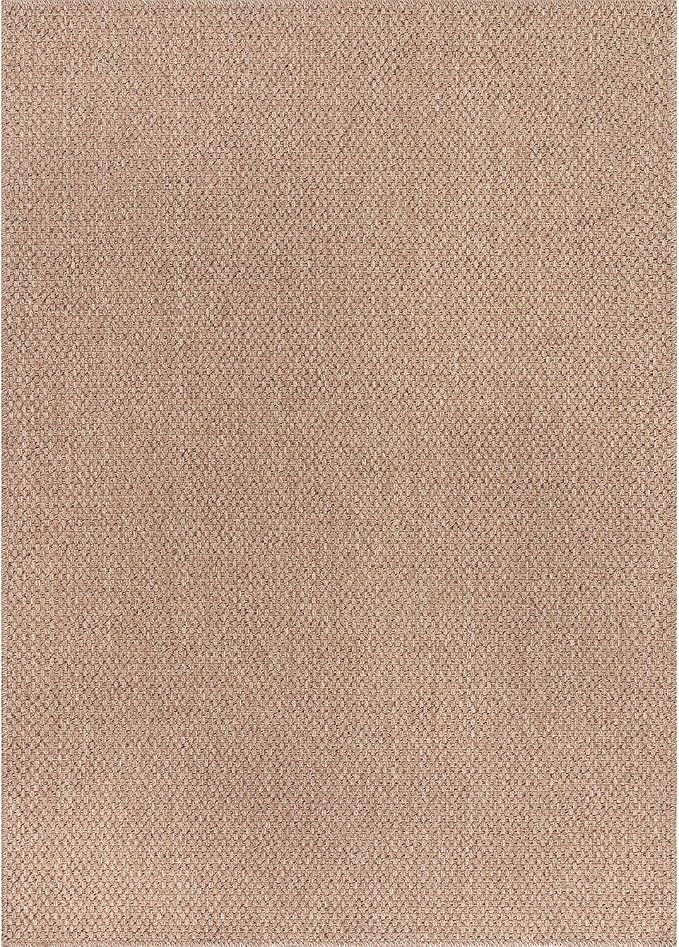 CAMILSON Easy Jute Rug 4x6, Indoor Outdoor Natural Color Farmhouse Area Rugs for Living Room Patio and Kitchen Rug, Solid Boho Woven Design, Easy-Cleaning, Washable Outside Carpet Alfombras (4 x 6)