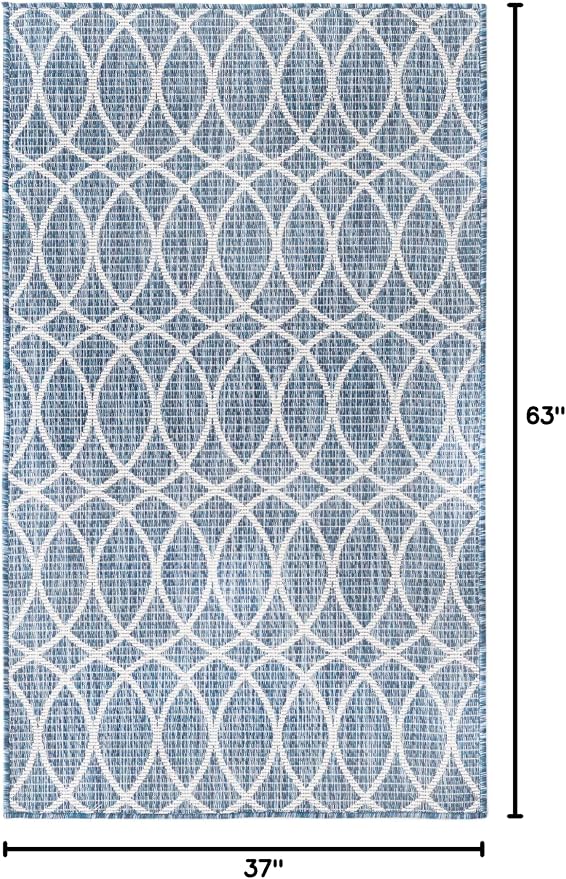 Unique Loom Outdoor Trellis Collection Area Rug - Gitter (3' 1" x 5' 3" Rectangle, Blue/ Ivory)