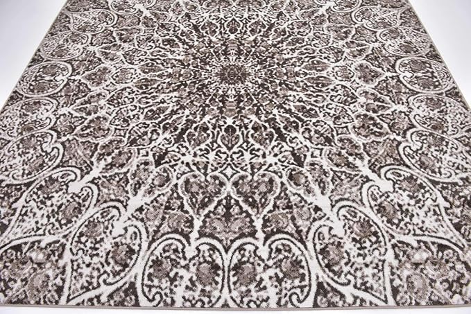 Unique Loom Sofia Collection Area Rug - Grace (8' Square, Brown/ Ivory)