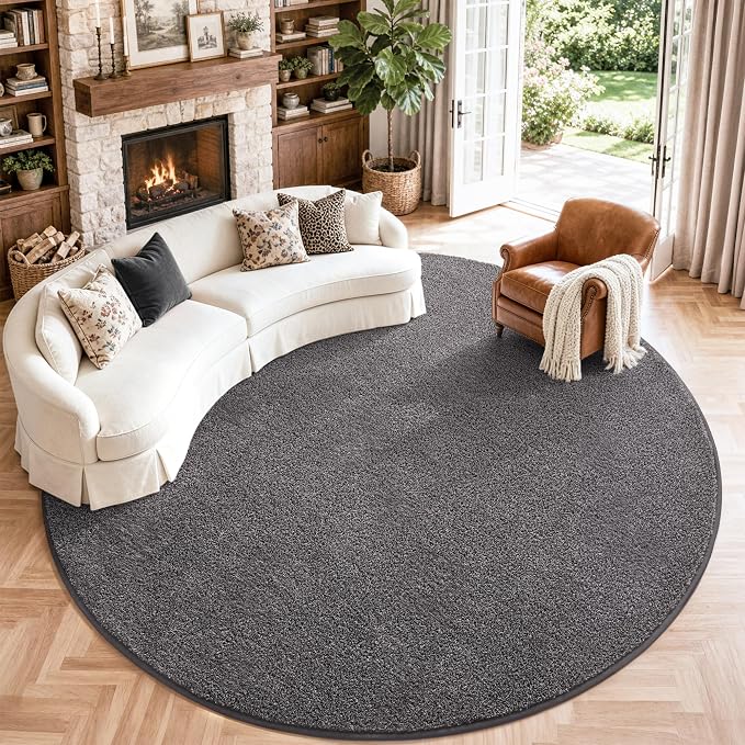 Keeko Round Area Rug 7ft for Living Room Bedroom,Soft Washable Circle Rug | Modern Indoor Memory Foam Entryway Rug Low Pile Minimalist Non Slip Rug for Kids Nursery Dorm Room Home Decor