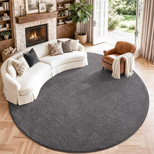 Keeko Round Area Rug 7ft for Living Room Bedroom,Soft Washable Circle Rug | Modern Indoor Memory Foam Entryway Rug Low Pile Minimalist Non Slip Rug for Kids Nursery Dorm Room Home Decor