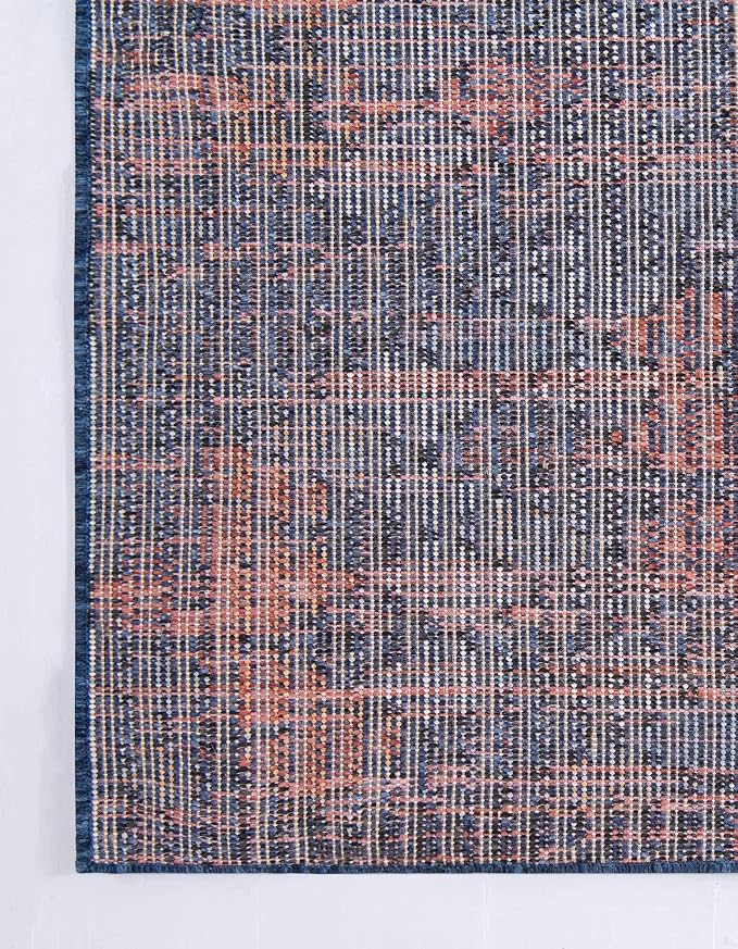 Unique Loom Morocco Collection Abstract Border, Diamond, Bohemian Area Rug (5' 0 x 8' 0 Rectangular, Navy Blue/Black)