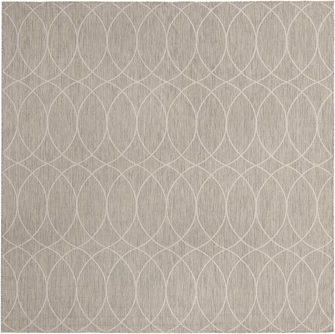 Unique Loom Outdoor Trellis Collection Area Rug - Gitter (10' Square, Light Gray/ Ivory)