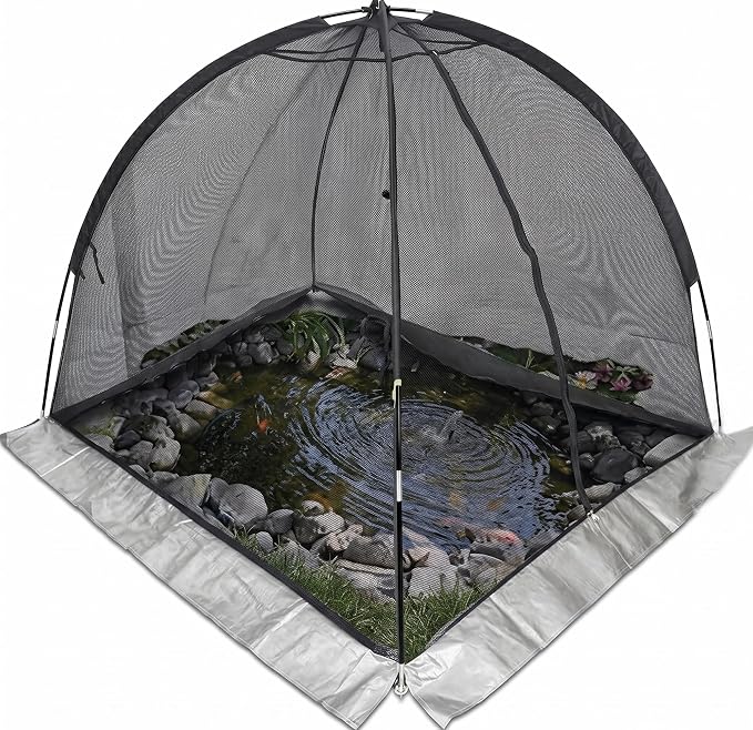 PGL Pond Cover Net Garden Dome Netting - Outdoor Protecting Tent for Fish Koi 10×8FT Zippers and Wind Ropes Protect Ponds, Gardens and Vegetable Gardens
