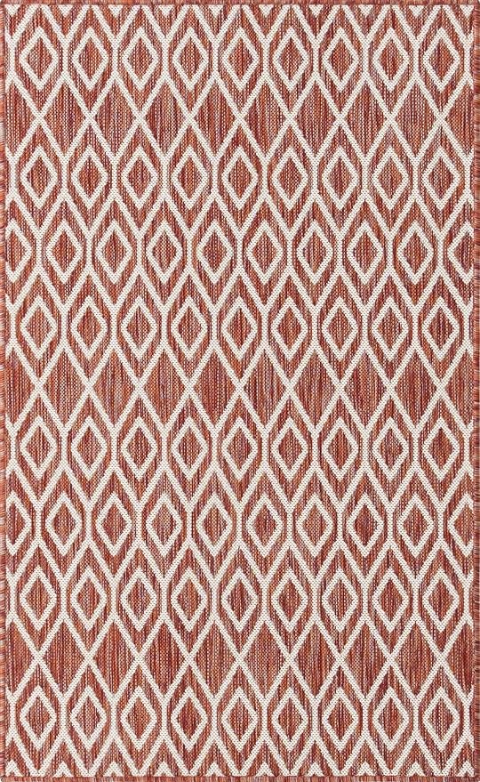Jill Zarin Outdoor Collection Area Rug - Turks and Caicos (3' 3" x 5' 3" Rectangle Rust Red/Ivory)