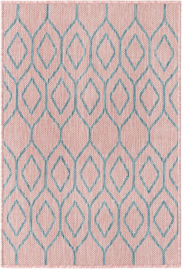 Jill Zarin Outdoor Collection Area Rug - Turks and Caicos (2' 2" x 3' Rectangle Pink and Aqua/Light Blue)