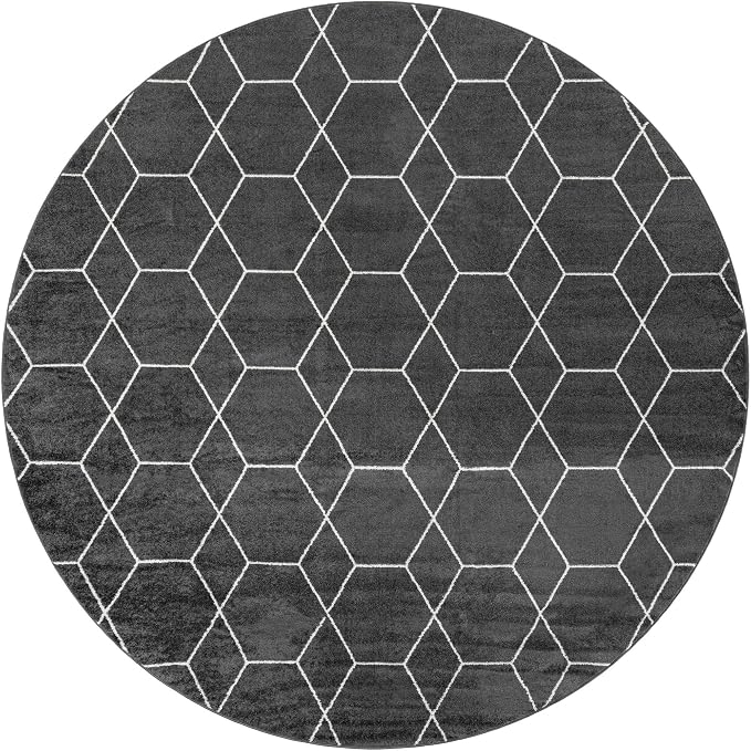 Unique Loom Trellis Frieze Collection Area Rug - Geometric (12' Round Dark Gray/Ivory)