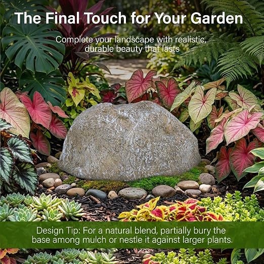 NUPICK Small Fake Rock Cover, Gray Artificial Landscape Rocks for Sprinkler Valves, 13"x10"x5" Lightweight & Durable Outdoor Decorative Stones for Garden, Pipeline, Patio, Poolside & Porch