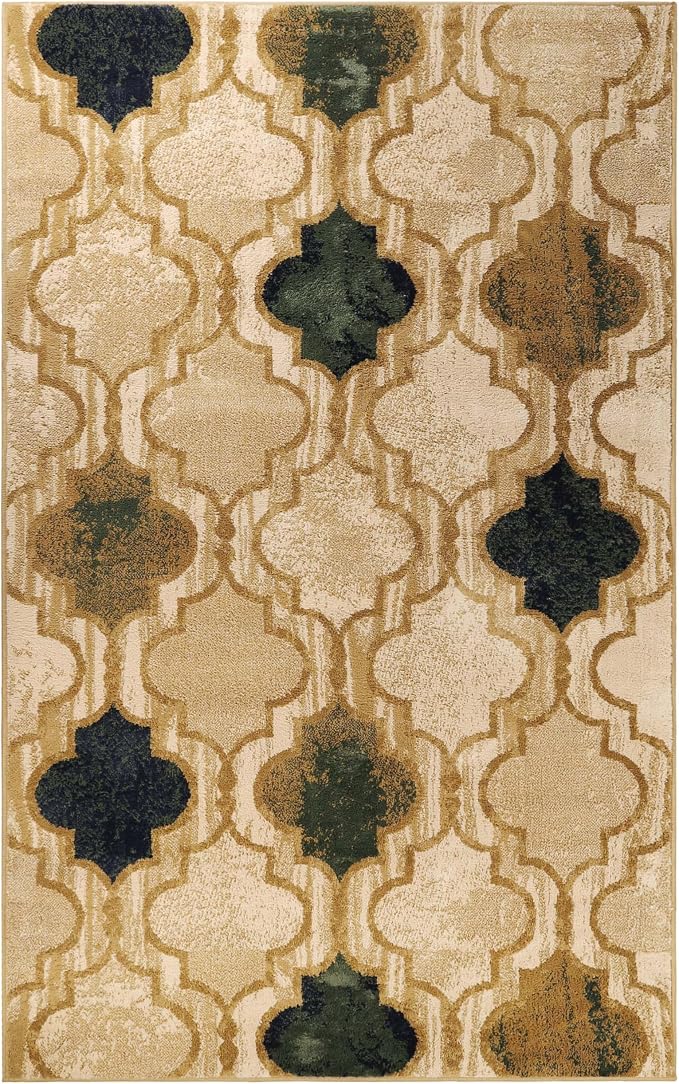 SUPERIOR Modern Indoor Area Rug, Non Slip Rug, 8'x10', Cream | Geometric Design Floor Décor, Easy Care High Traffic Areas Living Dining Room, Bedroom, Office, Entryway, Viking Collection