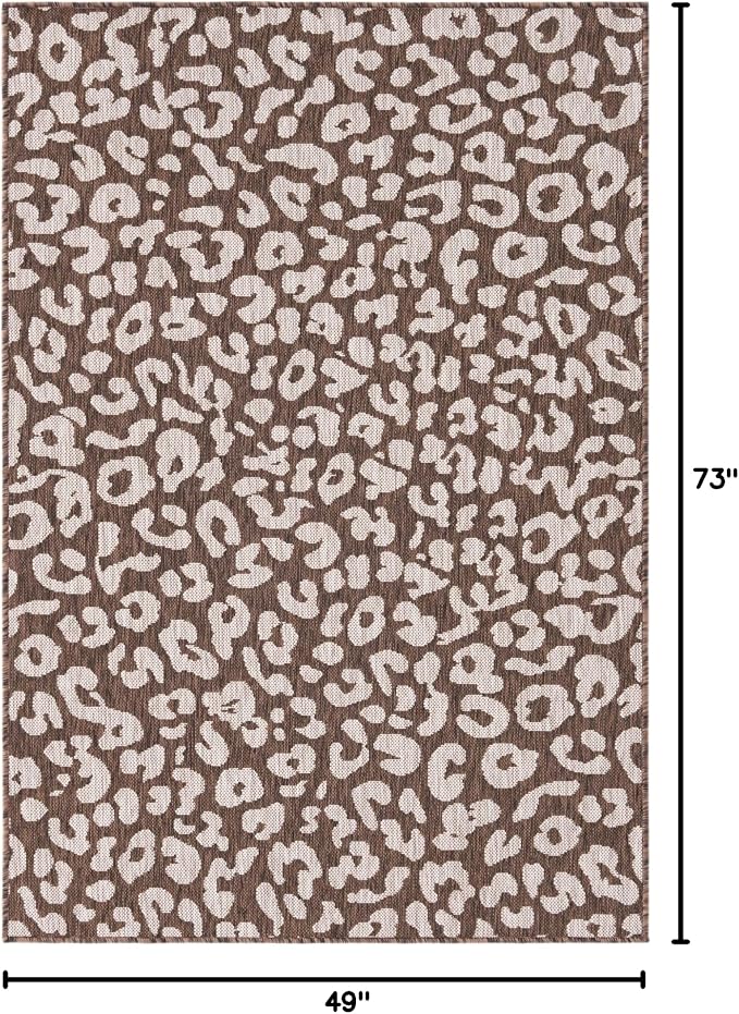 Unique Loom Outdoor Safari Collection Area Rug - Leopard (4' x 6' Rectangle Brown/Light Brown)