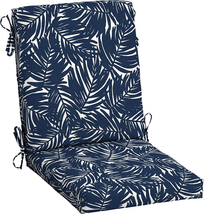 Arden earthFIBER Outdoor Dining Chair Cushion, 20 x 20, Rain-Proof, Fade Resistant, Navy Blue King Palm