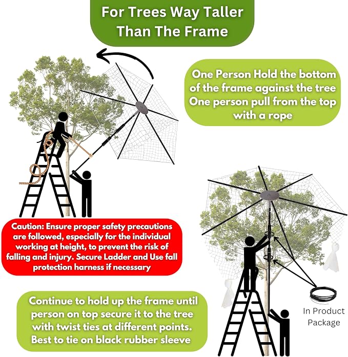 FiberX Large Fruit Tree Netting Frame Kit, 50x50 FT Bird Netting Nylon Garden Protection Cover, Lightweight Rust-Free Fiberglass Frame, Easy Installation.