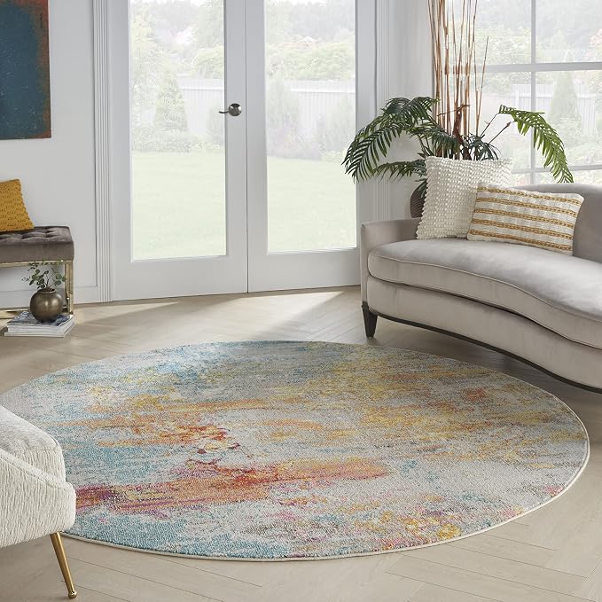 Nourison Home Celestial Sealife 10' x Round Area Rug - Easy Clean, Non Shedding, Bed Room, Living Room, Dining Room, Kitchen (10' x Round)