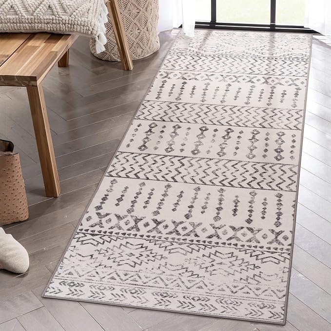 Art&Tuft 2'6"x8 Runner Rug Non Slip, Washable Rug Runners for Hallways,Ivory