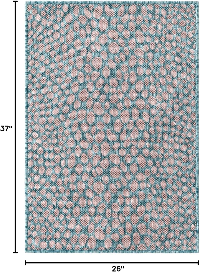 Unique Loom Jill Zarin Jill Zarin Outdoor Collection Area Rug - Cape Town (2' 2" x 3' 1" Rectangle, Pink and Aqua/Light Blue)