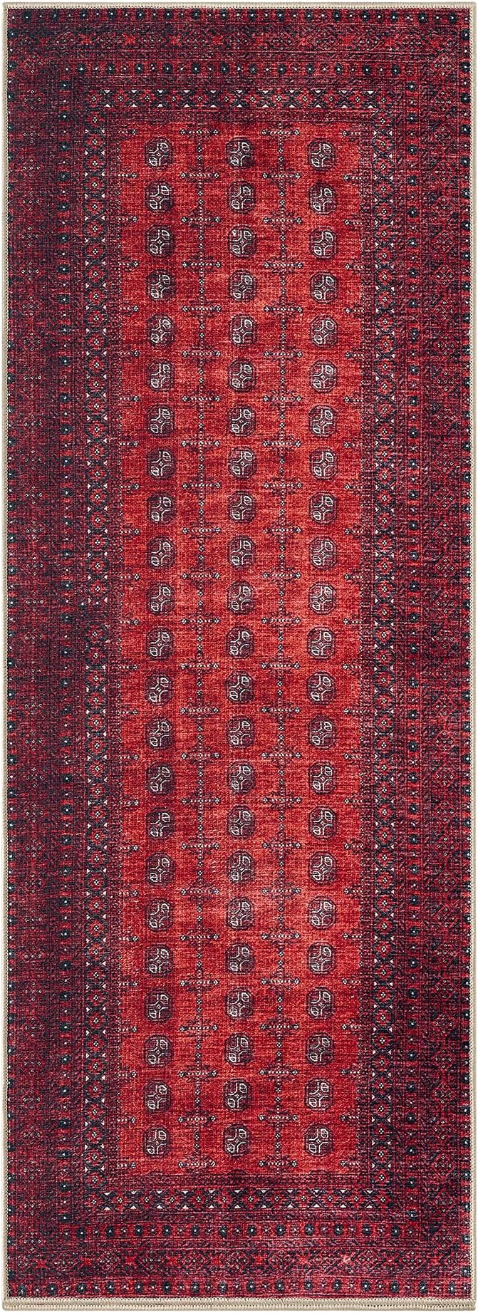 Keen Home Design Vintage Washable Runner Rug, Non-Slip Low Pile, 2x12 | Machine Washable Cotton Chenille, 0.25In Low Pile, Rubber Non-Slip Back; Hallway, Kitchen, Dining Room, Entryway