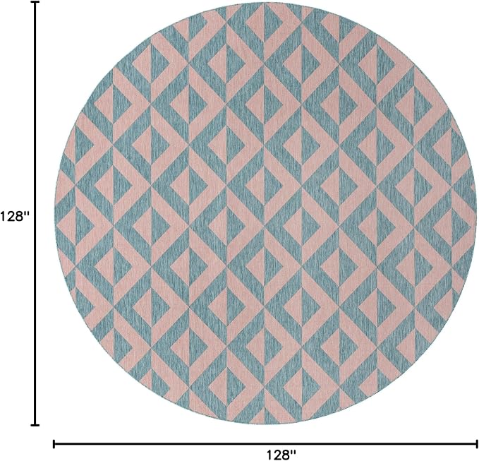 Jill Zarin Jill Zarin Outdoor Collection Area Rug - Napa (10' 8" Round Pink and Aqua/Light Blue)