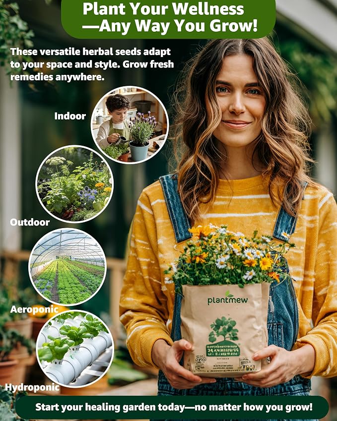 Medicinal & Tea Herb Seeds for Planting - 35 Non-GMO Variety Pack for Indoor/Outdoor Garden: Anise, Bergamot, Borage, Fennel, Chamomile, Dandelion, Oregano, Hyssop, Catnip Seeds & More