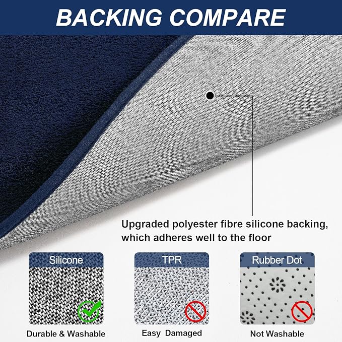 Vasofe Navy Area Rugs for Living Room Bedroom, 4x6 Modern Memory Foam Rug | Thickened Throw Carpet, Super Soft Kids Boys Girls Rug, Non Slip Washable Carpets for Dorm Nursery Classroom Office Decor