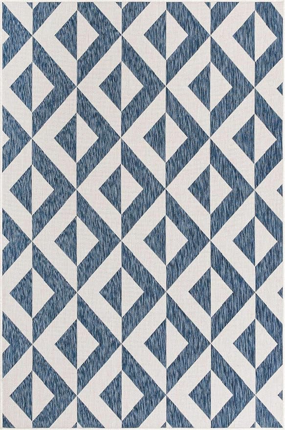 Unique Loom Outdoor Collection Area Rug - Napa (6' 1' x 9' Rectangle, Blue/ Ivory)
