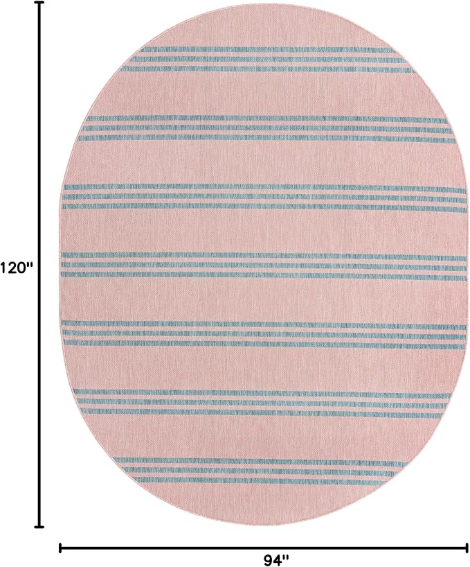 Jill Zarin Jill Zarin Outdoor Collection Area Rug - Anguilla (7' 10" x 10' Oval, Pink and Aqua/ Blue)