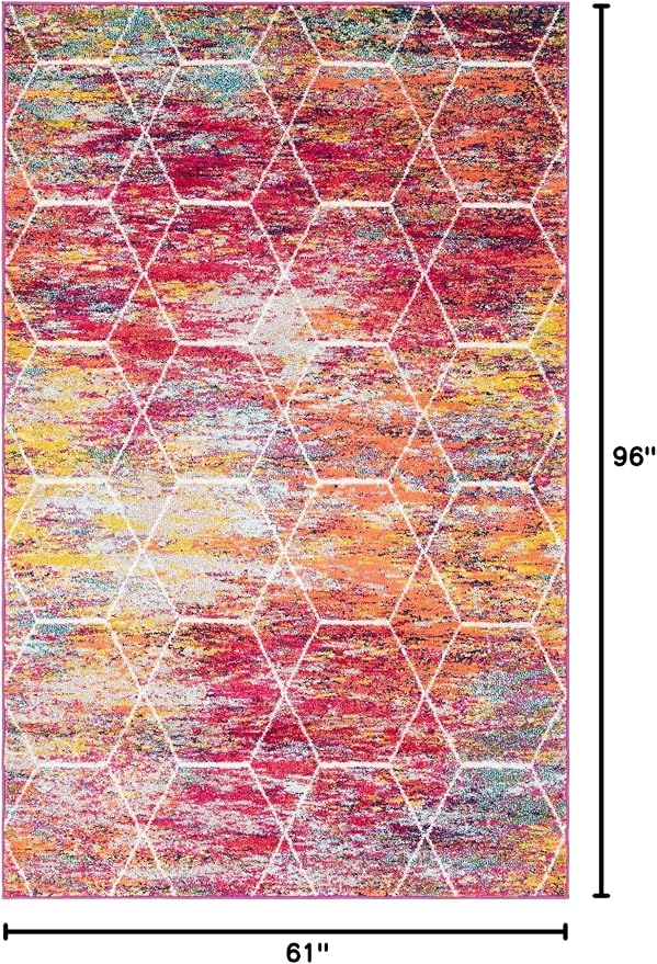 Unique Loom Trellis Frieze Collection Area Rug - Geometric (5' x 8', Multi/ Ivory)