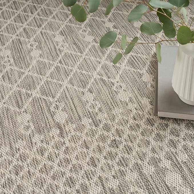 Nourison Home Positano Light Grey 8' x Square Area Rug - Easy Clean, Non Shedding, Bed Room, Living Room, Dining Room, Kitchen (8' x Square)