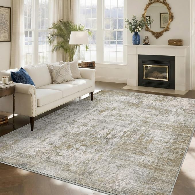 9x12 Area Rugs Washable Modern Abstract Living Room Bedroom Rug | Non Slip Soft Carpets Indoor Floor Stain Resistant Large Carpet for Bedroom Dining Room Farmhouse Nursery Home Office