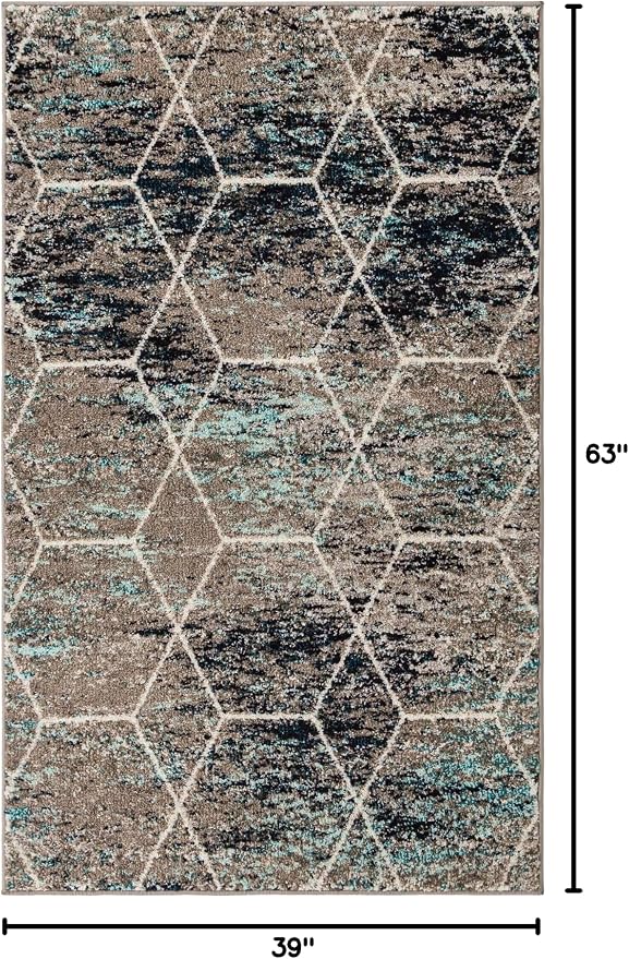 Unique Loom Trellis Frieze Collection Area Rug - Geometric (3' 3" x 5' 3", Blue Multi/ Ivory)