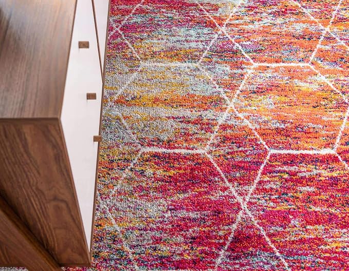 Unique Loom Trellis Frieze Collection Area Rug - Geometric (7' x 10', Multi/ Ivory)