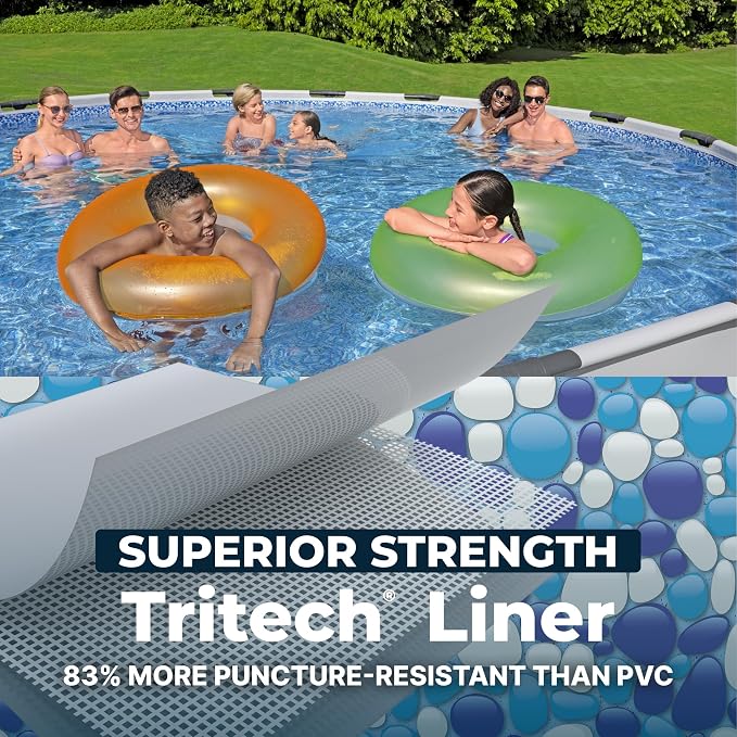 Bestway Steel Pro MAX 18' x 48" Above Ground Swimming Pool Set with Pump | Durable Round Metal Frame Outdoor Backyard Pool, Puncture-Resistant Liner - Ladder and Cover Included, Gray