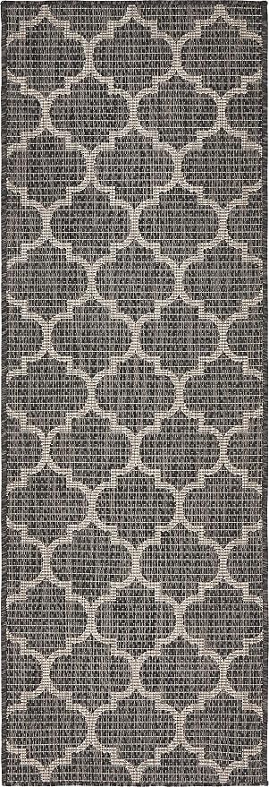 Unique Loom Outdoor Trellis Collection Area Rug (2' x 3' 1" Runner, Black/ Ivory)