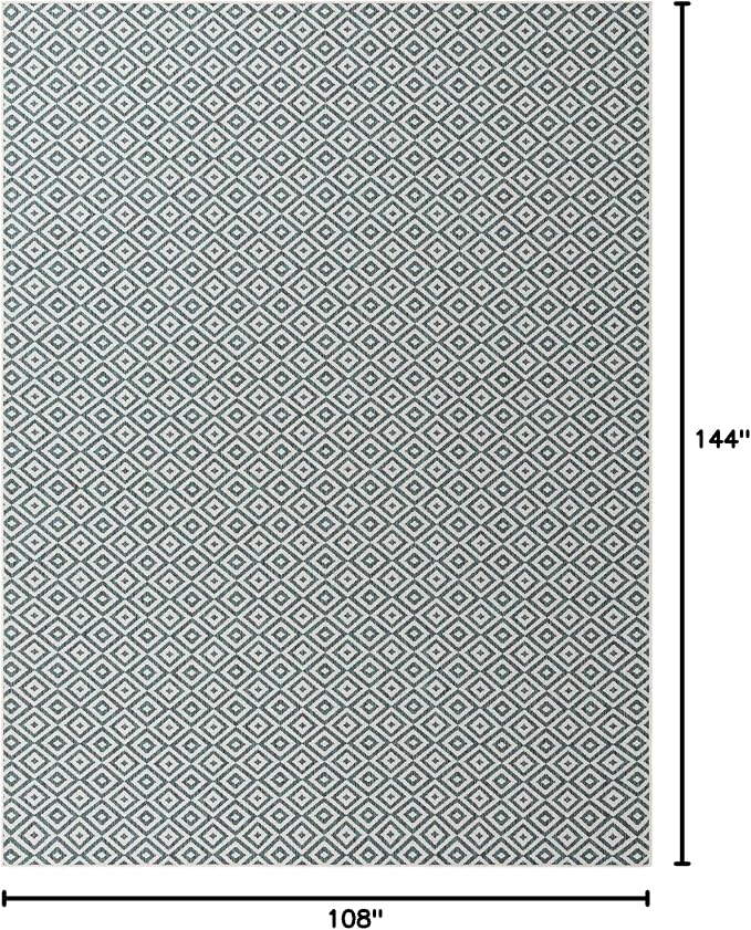 Unique Loom Outdoor Collection Area Rug - Costa Rica (9' x 12' Rectangle, Teal/ Ivory)