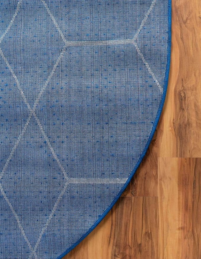 Unique Loom Trellis Frieze Collection Area Rug - Geometric (4' x 6' Oval, Navy Blue/ Ivory)