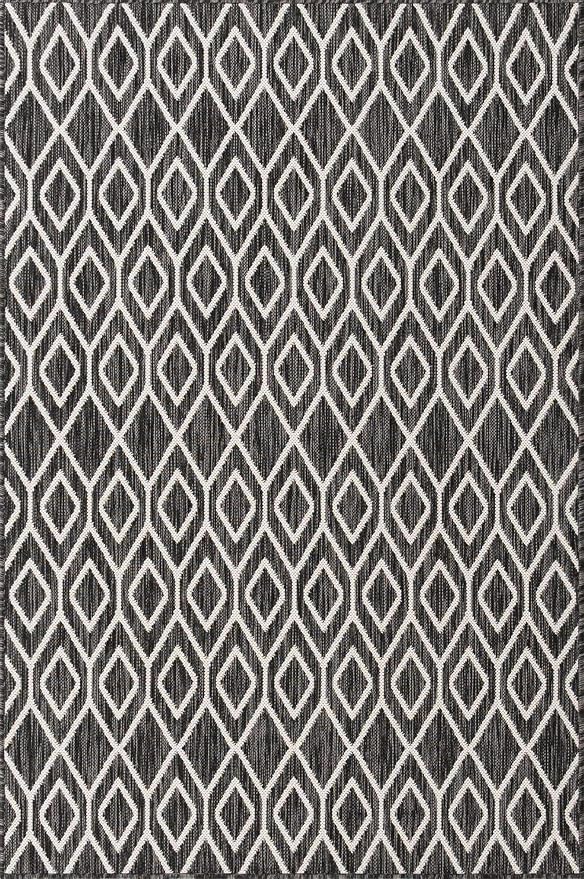 Jill Zarin Outdoor Collection Area Rug - Turks and Caicos (4' x 6' Rectangle Charcoal Gray/Ivory)