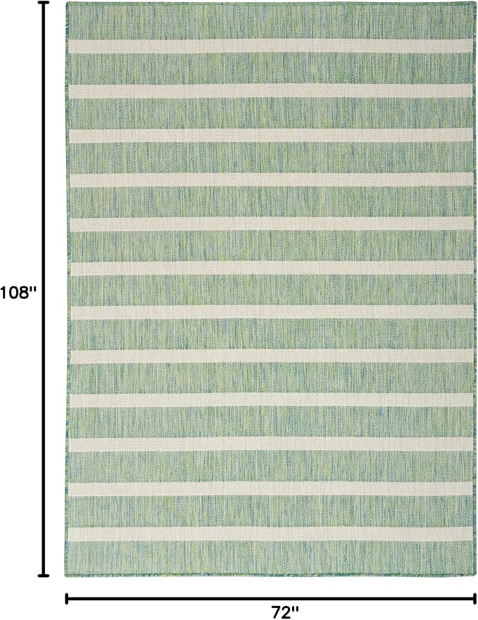 Nourison Home Positano Blue Green Ivory 6' x 9' Area Rug - Easy Clean, Non Shedding, Bed Room, Living Room, Dining Room, Kitchen (6' x 9')