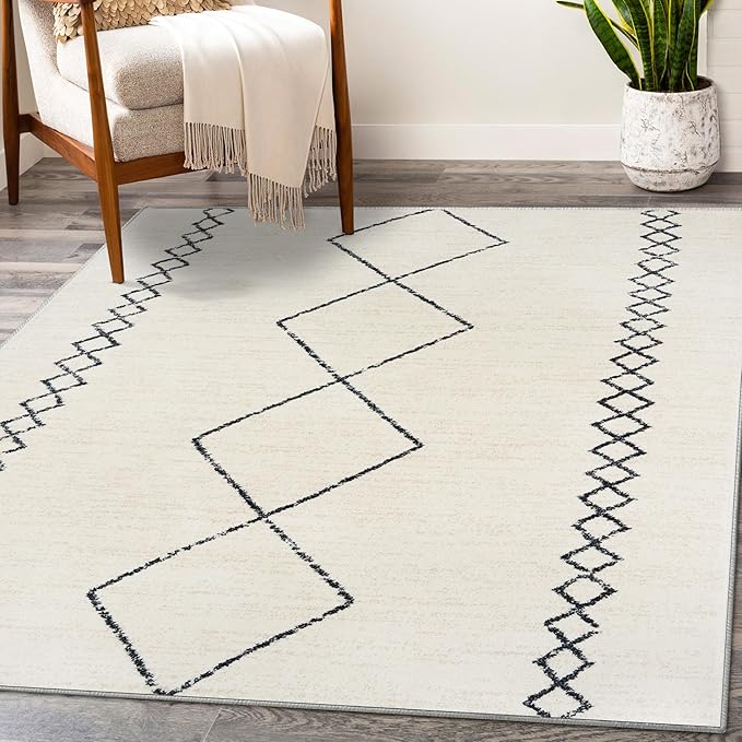 LUXE WEAVERS Daphnes Cream 6x9 Boho Moroccan Geometric Area Rug 2735