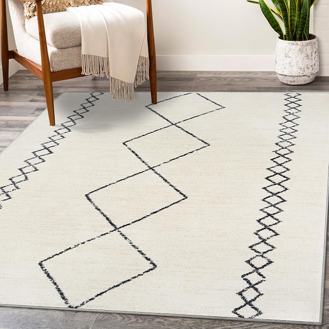 LUXE WEAVERS Daphnes Cream 9x12 Boho Moroccan Geometric Area Rug 2735