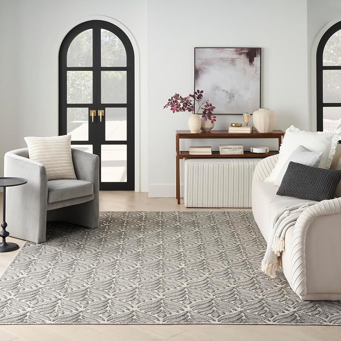 Nourison Home Aloha Charcoal 6' x 9' Area Rug - Easy Clean, Non Shedding, Bed Room, Living Room, Dining Room, Kitchen (6' x 9')